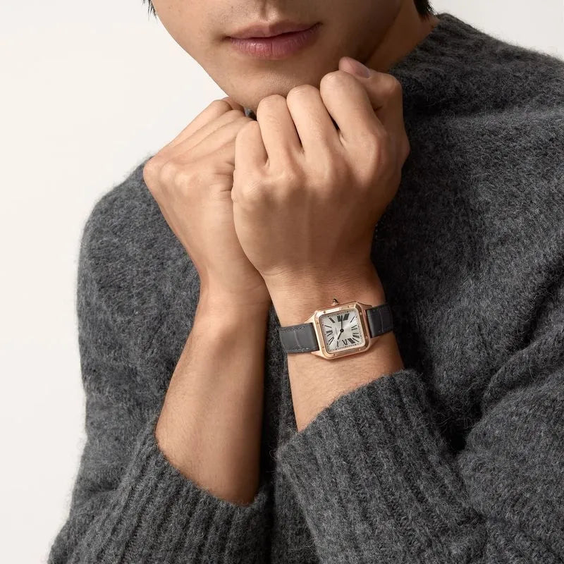 CARTIER SANTOS GOLD/BLACK LEATHER