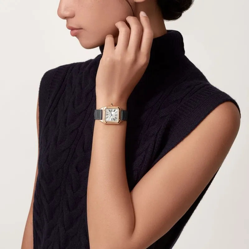 CARTIER SANTOS GOLD/BLACK LEATHER
